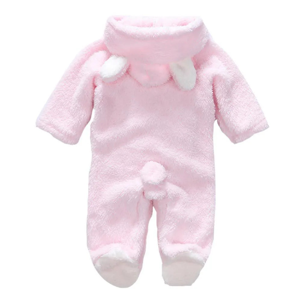 Cute Animal Fleece Baby Romper - Hooded Winter Onesie 0-12 Months - photo 9