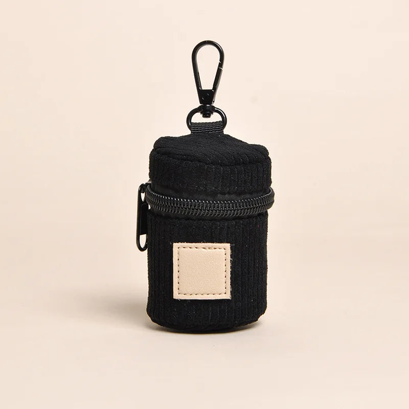 Corduroy Dog Poop Bag Dispenser with Hook - Fashion Walk Pouch