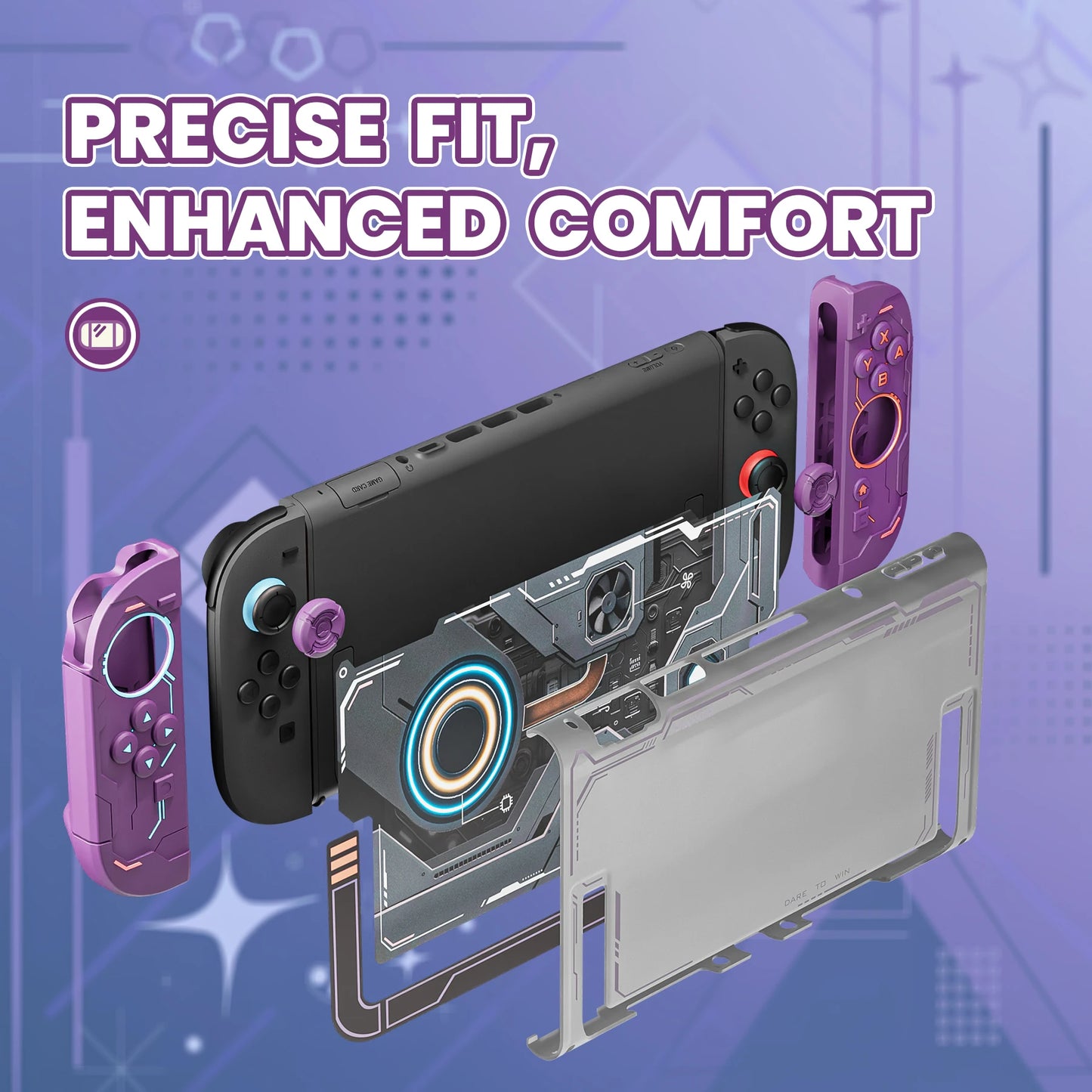 PlayVital Protective Case for Nintendo Switch 2, Stellar Mecha Ergonomic Anti-slip Silicone Grip Cover, Dockable Hard Case Shell
