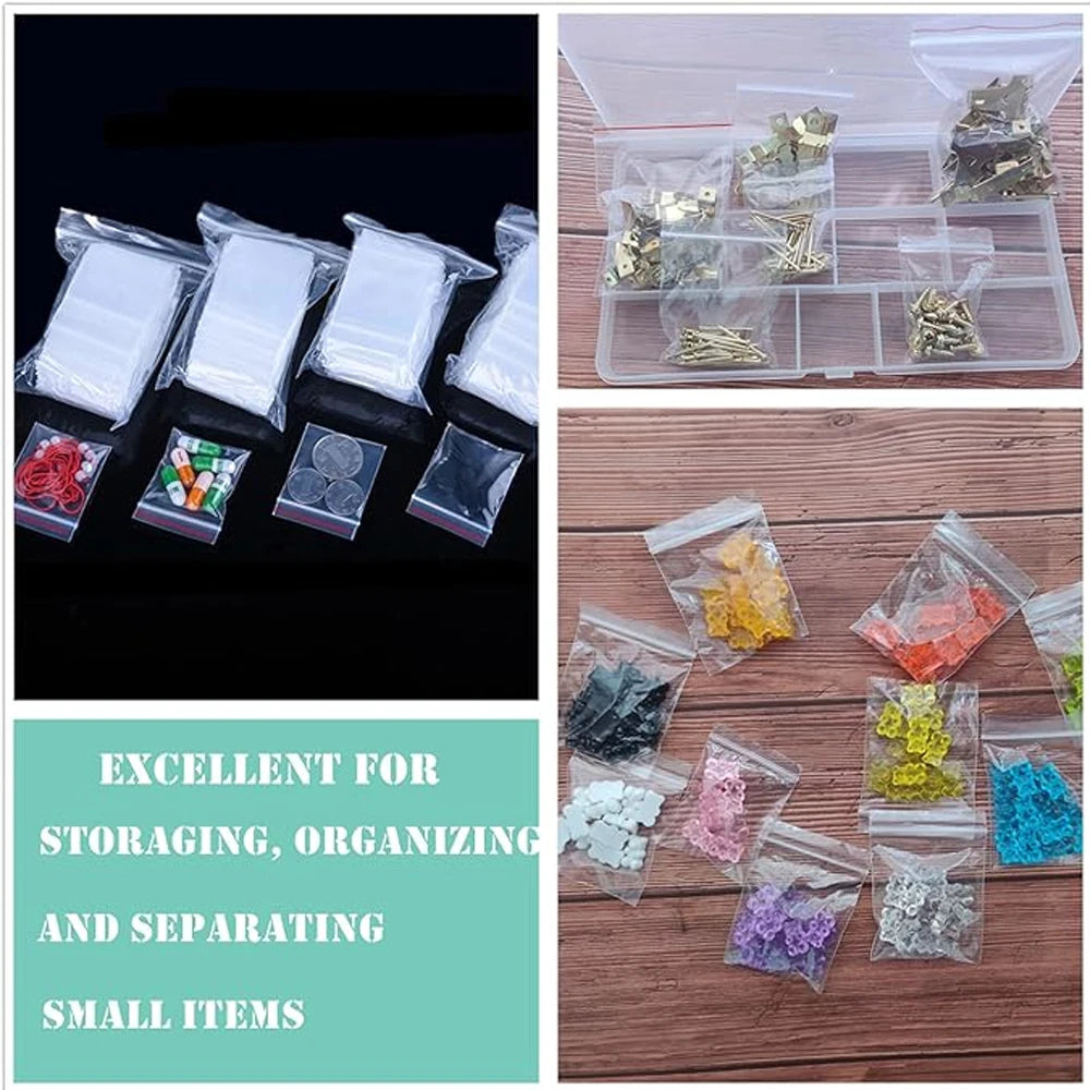 100-1000Pcs Small Zip Lock Plastic Bags Transparent Bag Reclosable Vacuum Storage Bag PE Clear Bag Ziplock Food Storage zip Bags