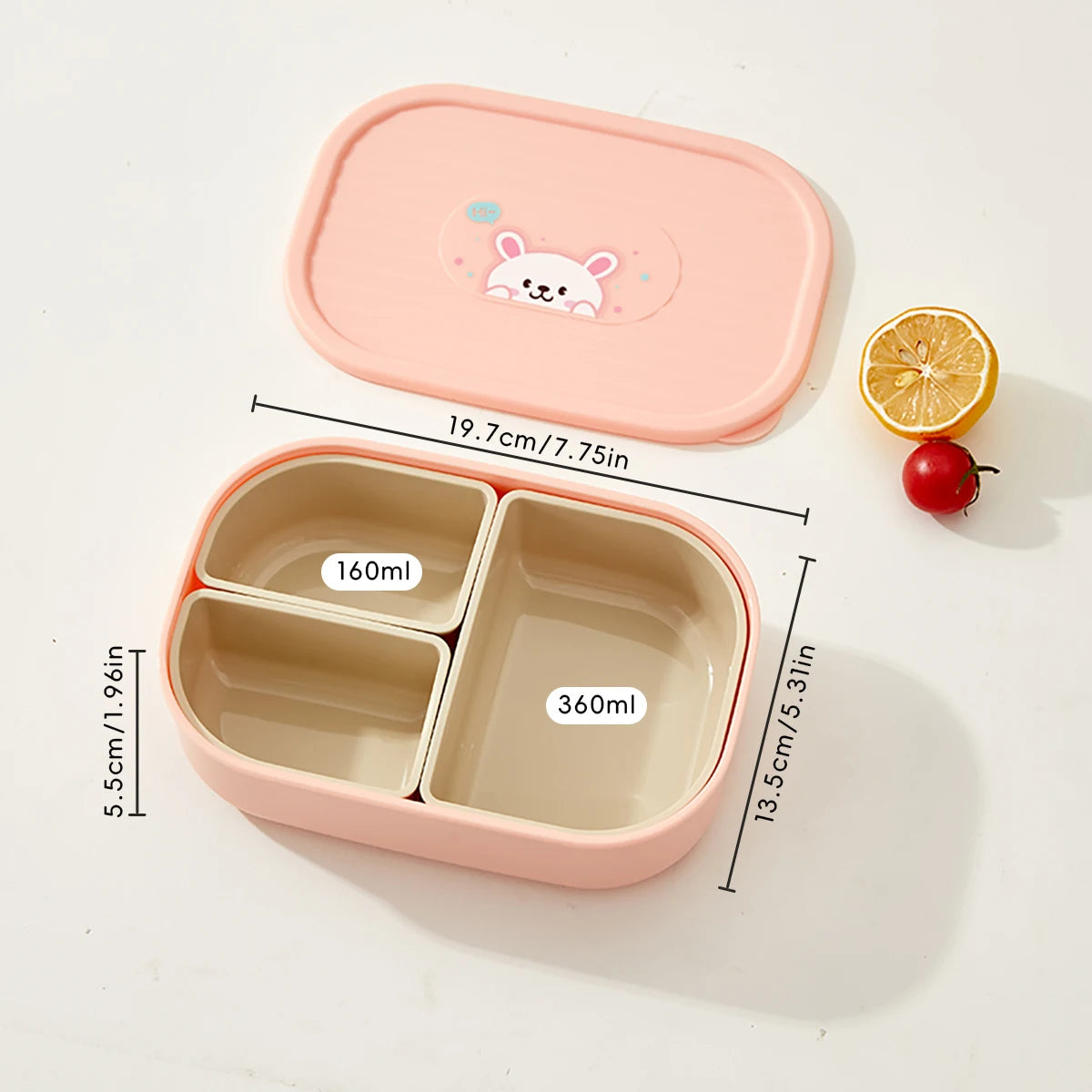 WORTHBUY 3 Grids Microwave Plastic Lunch Box Portable Detachable Fruit Bento Box Stackable Food Container For School Office