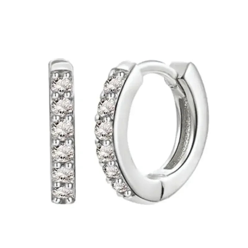 925 Sterling Silver Tassel Hoop Earrings for Women - White Zircon
