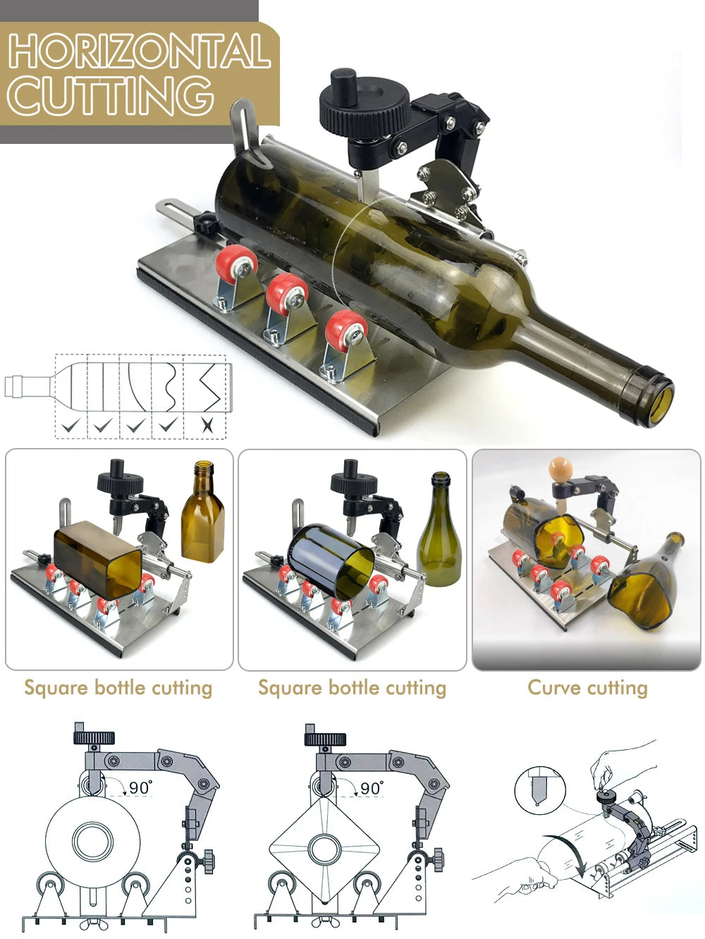 Glass Bottle Cutter Kit, DIY Round & Square Bottle Cutting Tool