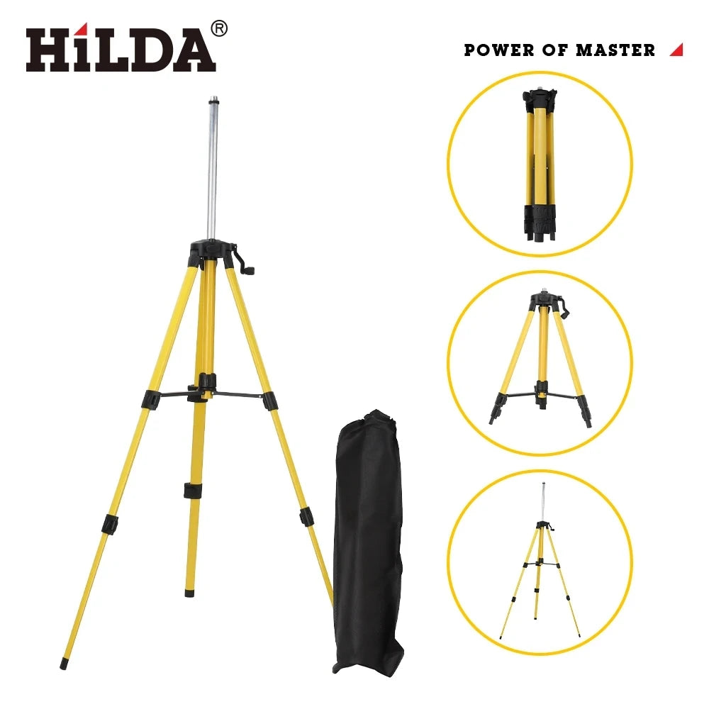 HILDA Laser Level Tripod 1.2M/1.5M 5/8 Inch Adjustable Height Thick Ferroalloy Tripod Laser Level Stand Base for Self Leveling