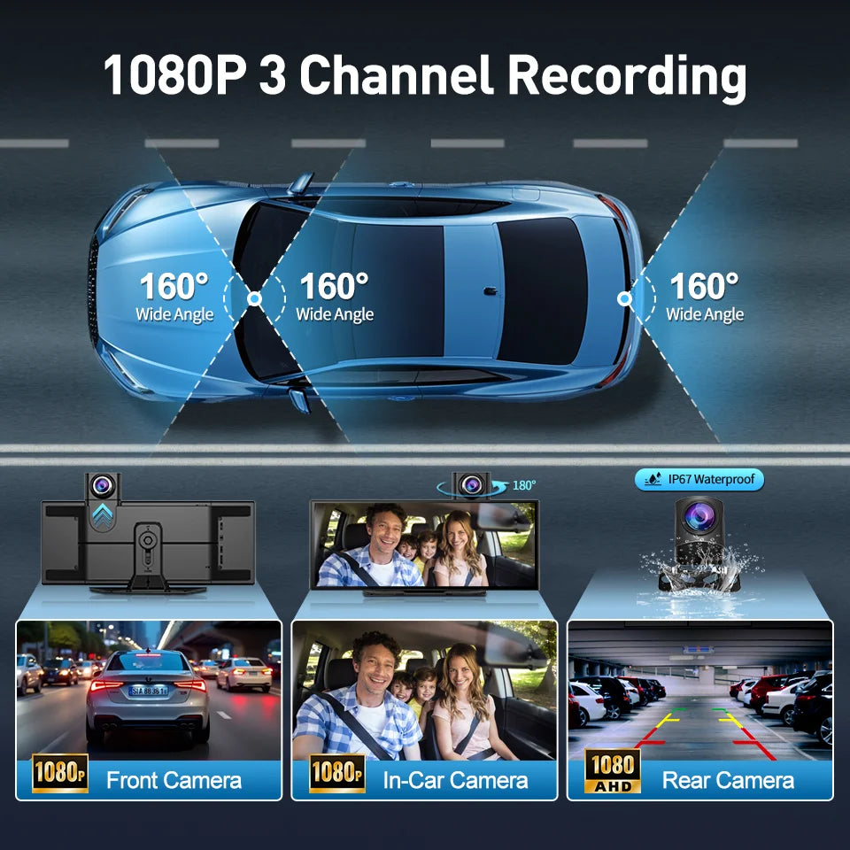 Imagebon P70 Plus Android 15 11.4" 6+128G Dual WiFi Wireless CarPlay & Android Auto Dash Cam Smart Split-Screen Google Play DVR