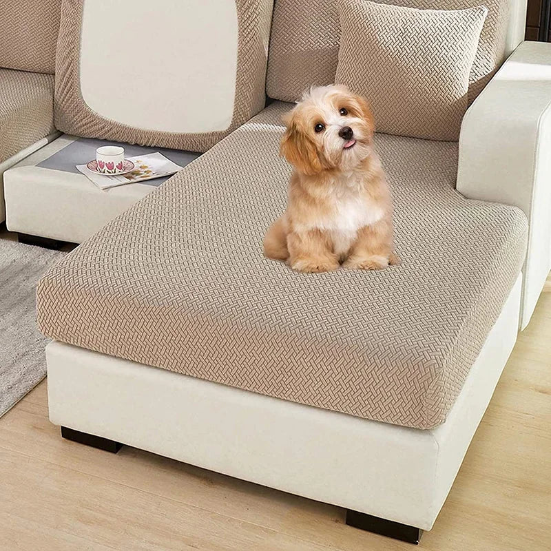 Jacquard Sofa Cushion Cover Protector Solid Color Stretch Removable Sofa Seat Slipcover for Bedroom Office Living Room Home