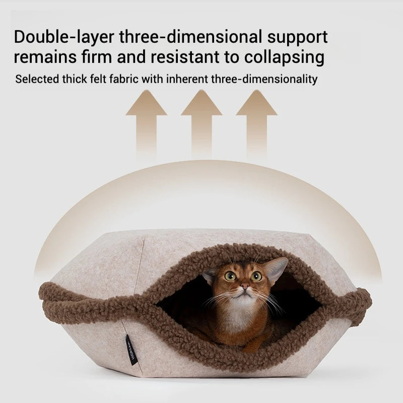 2in1 Scallop-shaped Cat House Cat Bed Warm Semi-enclosed Secure Soft Collapsible Multifunctional Comfortable Indoor Outdoor