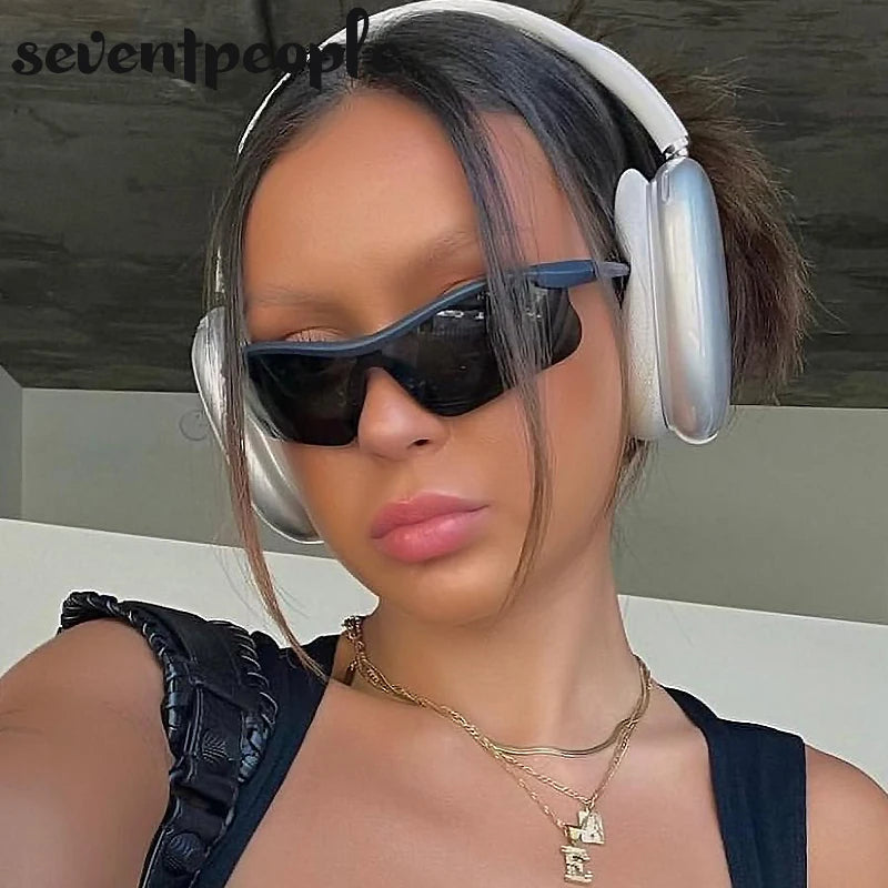 Semi-Rimless Cycling Sunglasses — One-Piece Windproof Lens