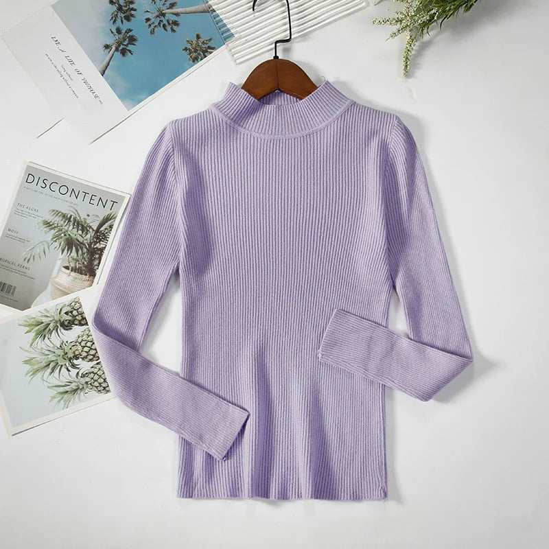 Women's Soft Turtleneck Sweater — Cotton Blend Knit
