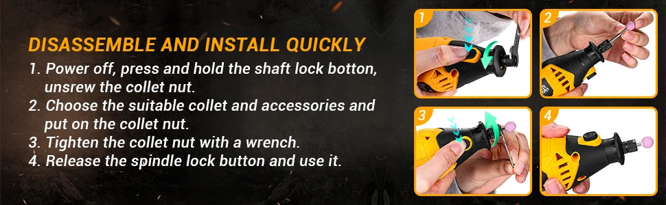DEKO Rotary Tool Kit Power Hand Rotary Tools Mini for Wood/Metal, Electric Grinder Drill Machine
