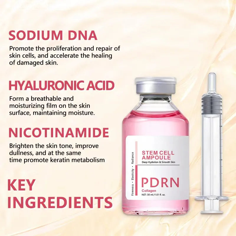 Facial Serum Anti-Aging PDRN Stem Cell Ampoule Essence Collagen Boost Firming Hydrating Skin Renew Brightening