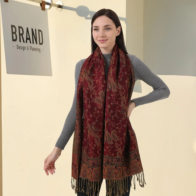 Women's Printed Pashmina Shawl, Soft Winter Scarf