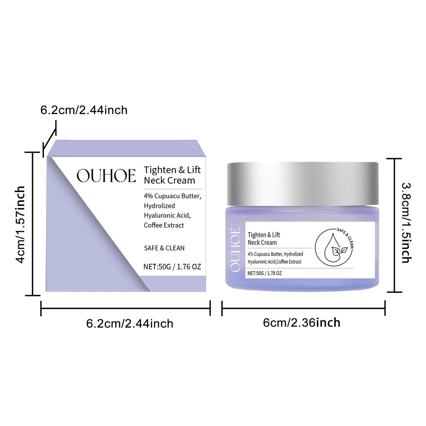 OUHOE Tighten Lift Neck Cream - Combat Wrinkles, Even Skin Tone, Moisturize, All Skin Types, Portable