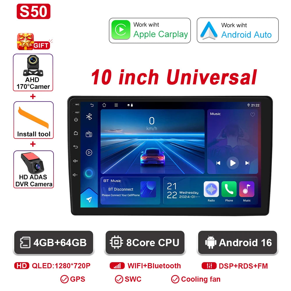 Android CarPlay Car Radio Android Auto GPS multimedia player Universal 9''10 inch Car Stereo 4G WiFi Player QLED Screen No 2 din