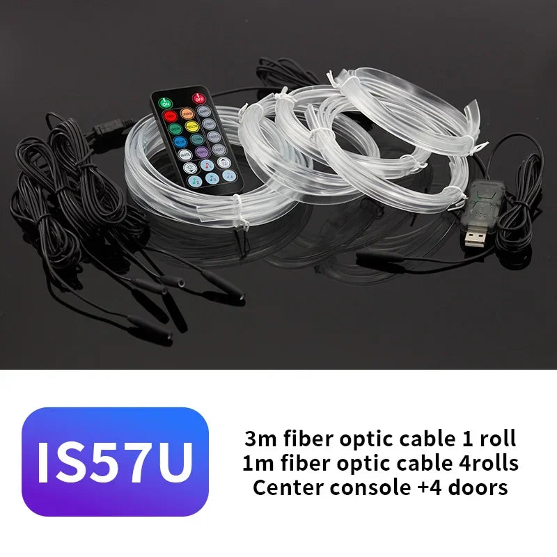 3M Car Interior Led Decorative Lamp EL Wiring Neon Strip For Auto DIY Flexible Ambient Light Party Atmosphere Diode