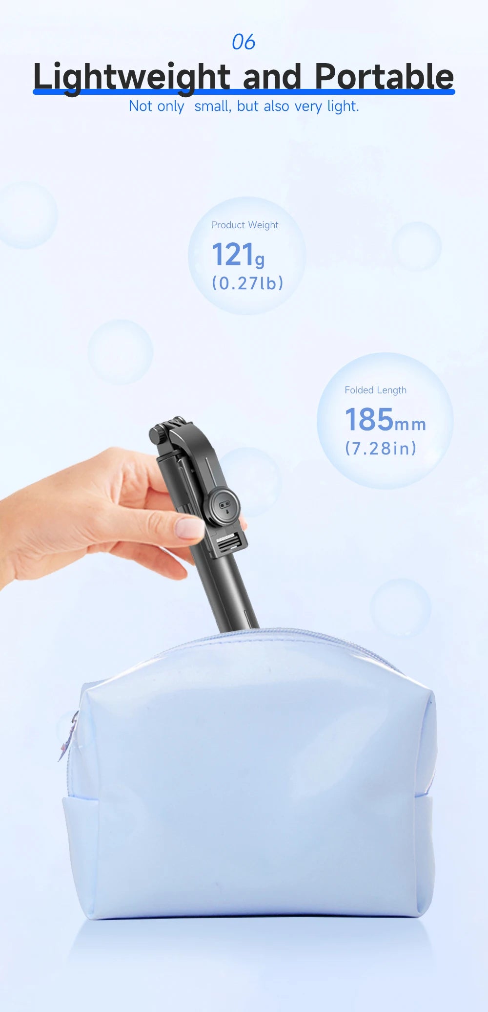 F01 Portable 6 Section Extendable Tripod Stand Lightweight Detachable Phone Holder 360 Degree Rotatable Bluetooth Selfie R