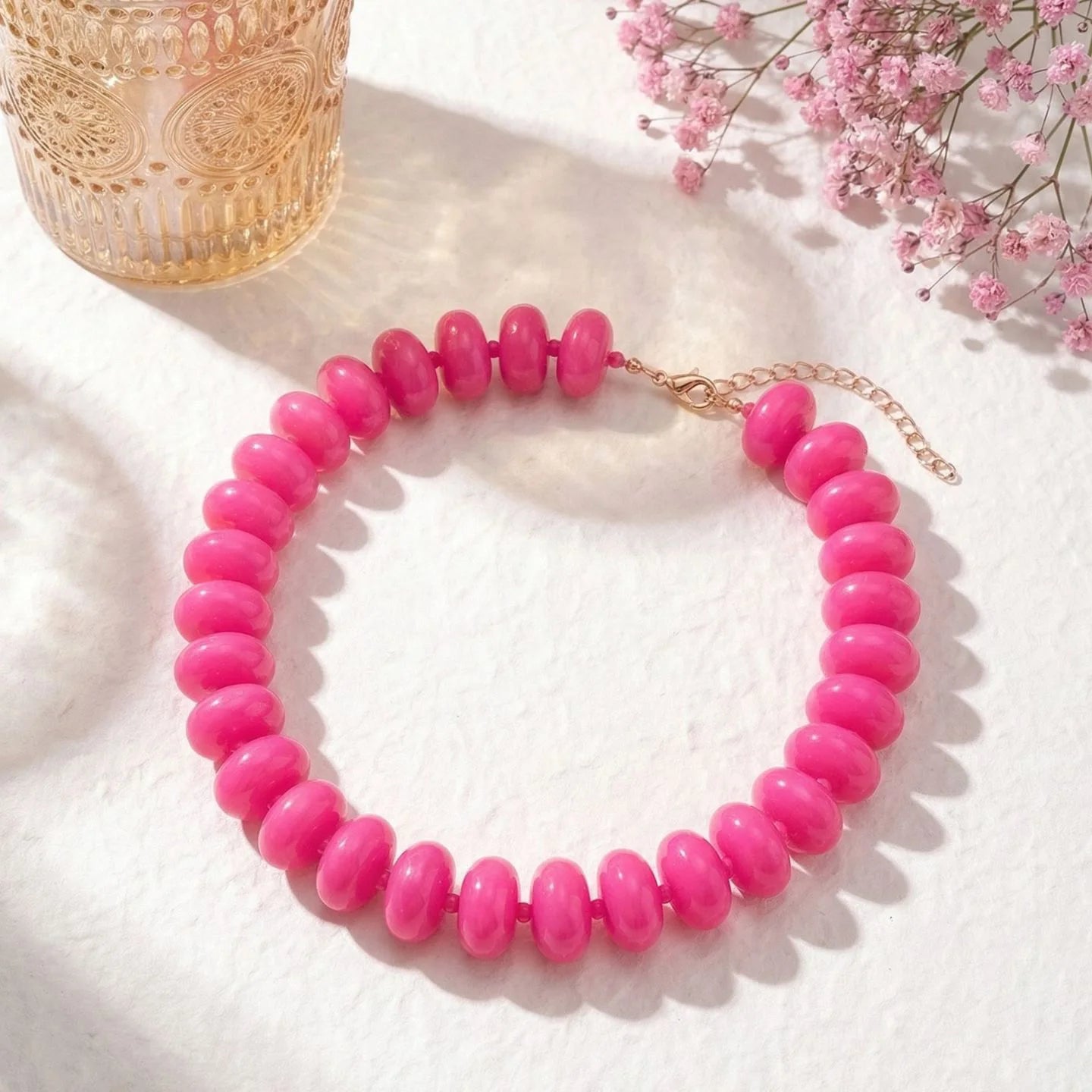 1pc Bohemian Fashion Casual Dopamine Acrylic Bead Necklace Charms Chunky Jewelry Suitable for Women