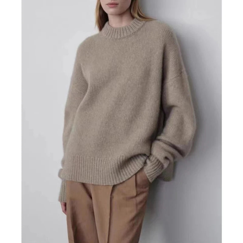 Women's Cashmere Loose Crew Neck Sweater
