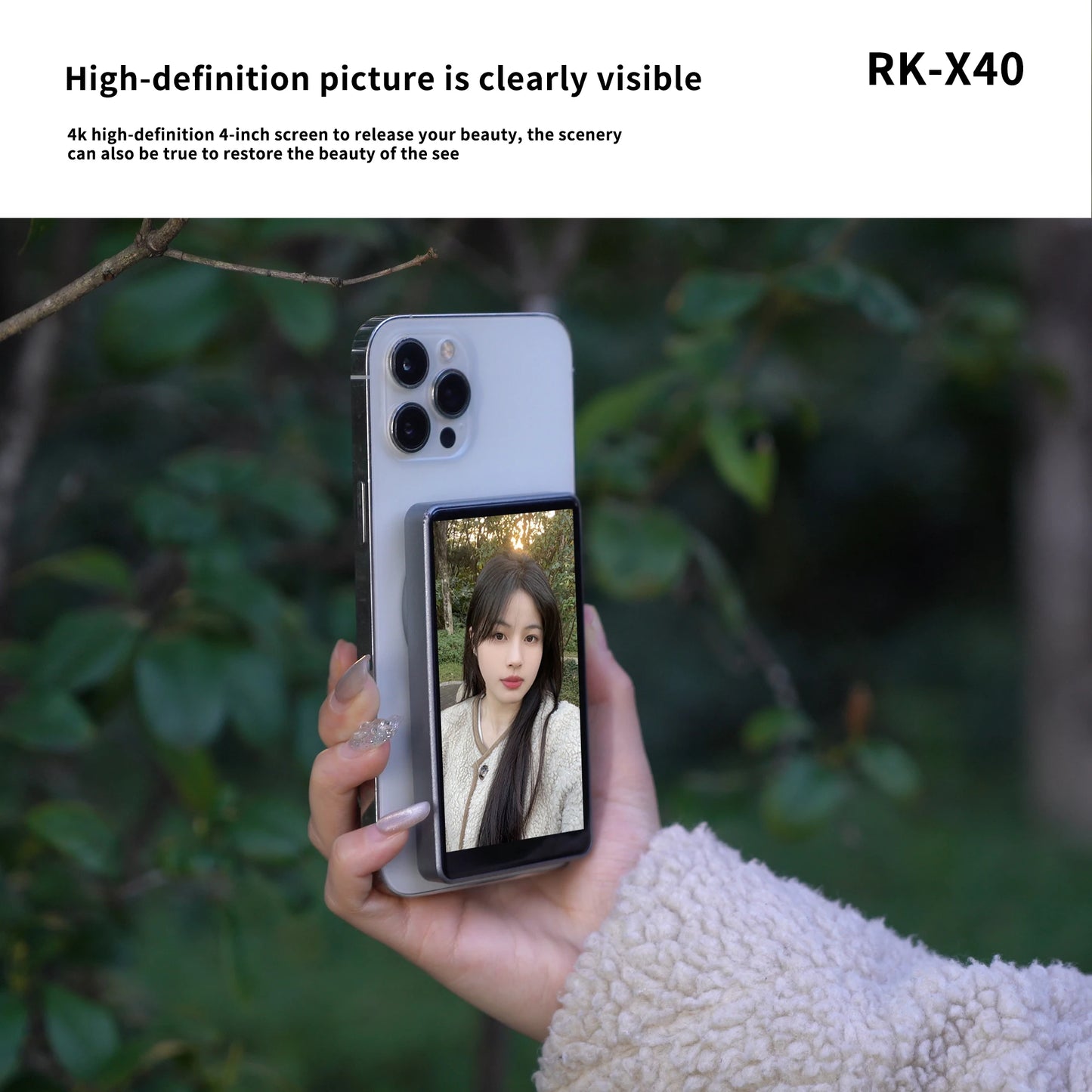 Mobile screen splitter selfie wireless display screen long-distance transmission monitor synchronized live broadcast Vlog screen