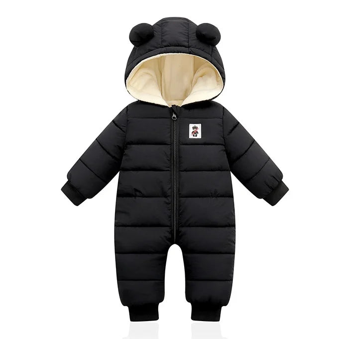 Baby Hooded Puffer Jumpsuit - Thick Plush Winter Romper for Outings - photo 4