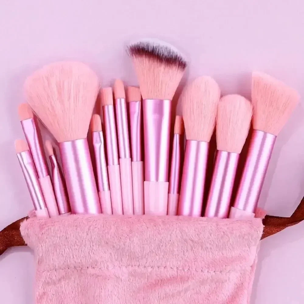 13-Piece Fluffy Makeup Brush Set for Face & Eyes