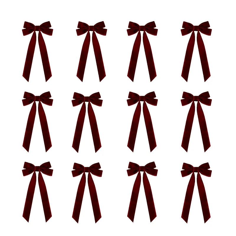 12 pieces of red velvet Christmas tree garlands - Festival gift loops for Christmas wreaths, decorations and folk handicrafts, w