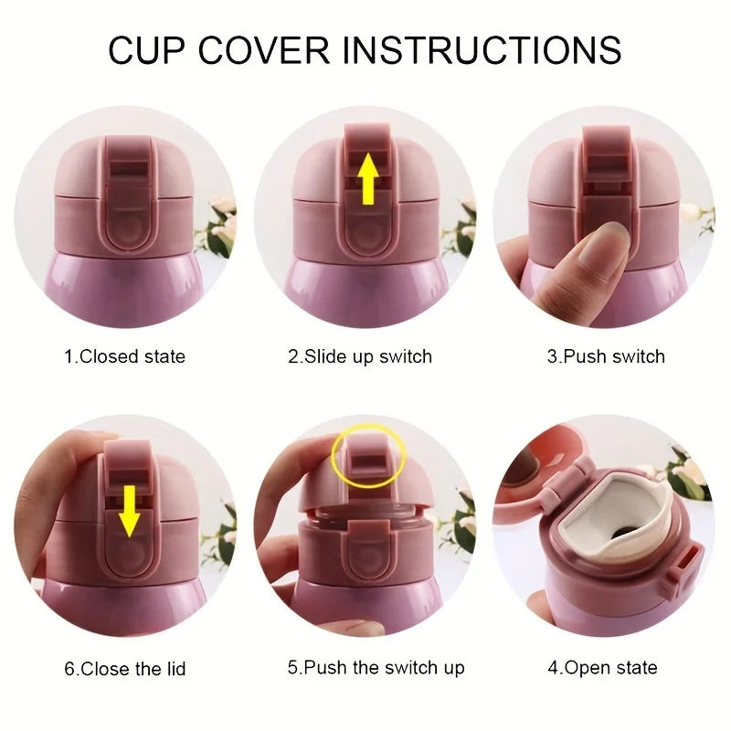 Wholesale 200ML Flip Top Thermal Mug Stainless Steel One Touch Kids Thermos Bottle Flask With Button Lid