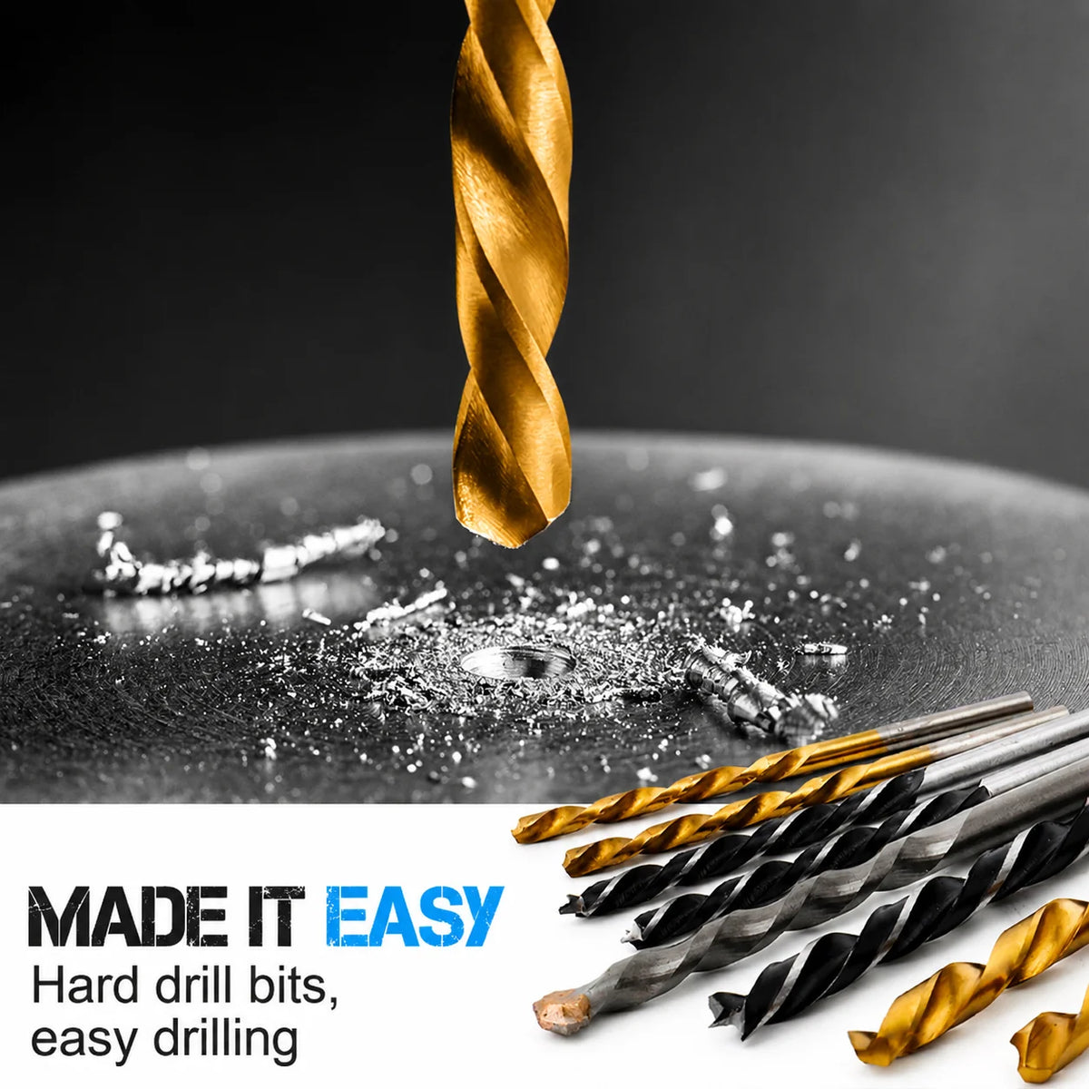 Twist Drill Bit Set for Metal, Wood, Masonry & Concrete