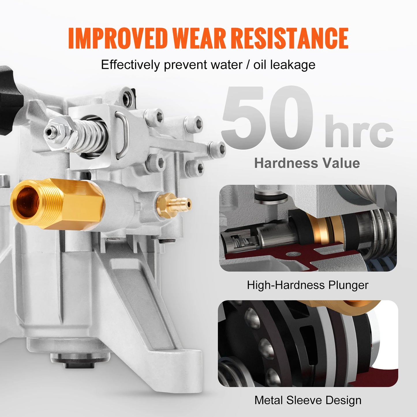 SucceBuy Pressure Washer Pump 7/8" Shaft Vertical 3400PSI 2.5GPM Replacement Power Washer Pumps Compatible with Honda, Simpson