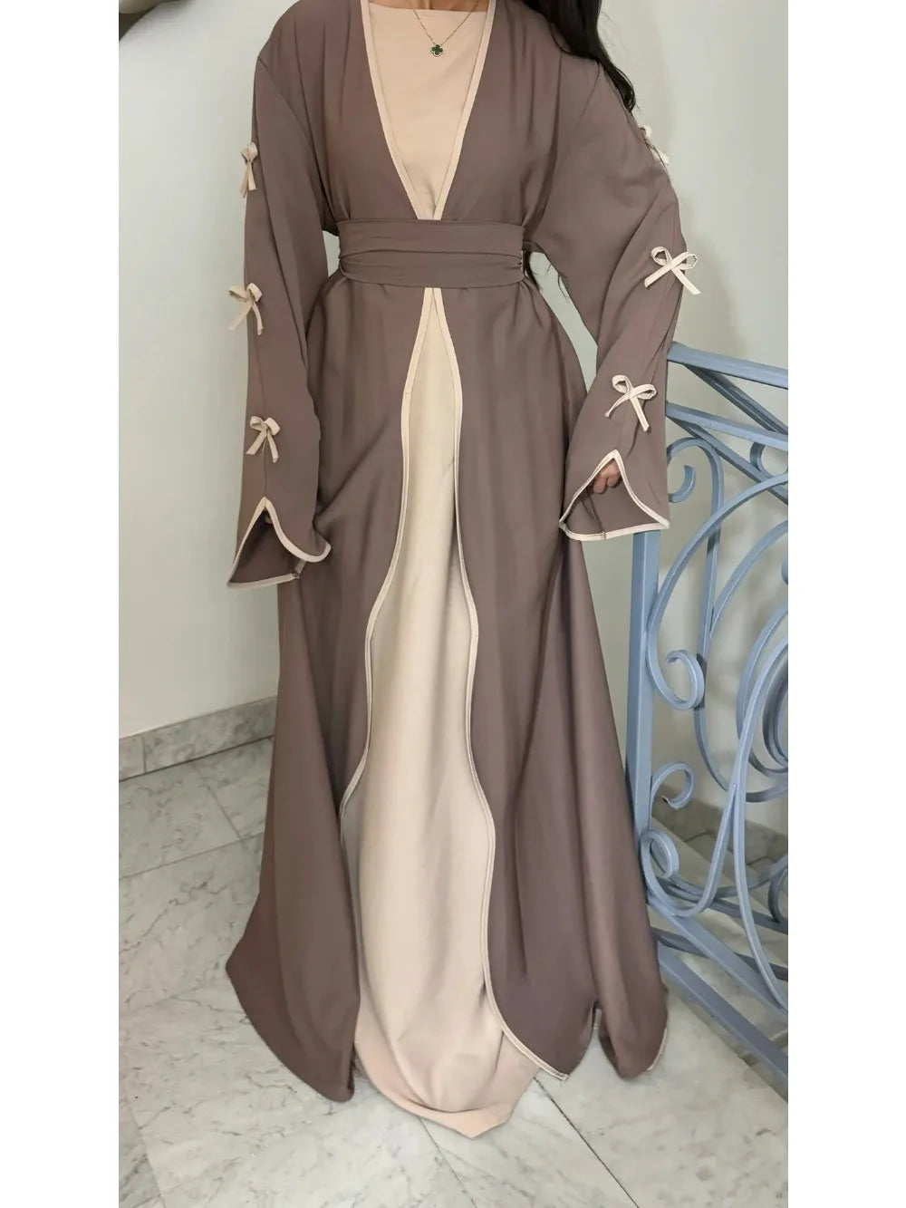 Eid Bow Abaya Women Cardigan Dress Muslim Party Caftan Robe Jalabiya Morocco Dubai Kaftan Islam Vestidos Largos Ramadan 2026