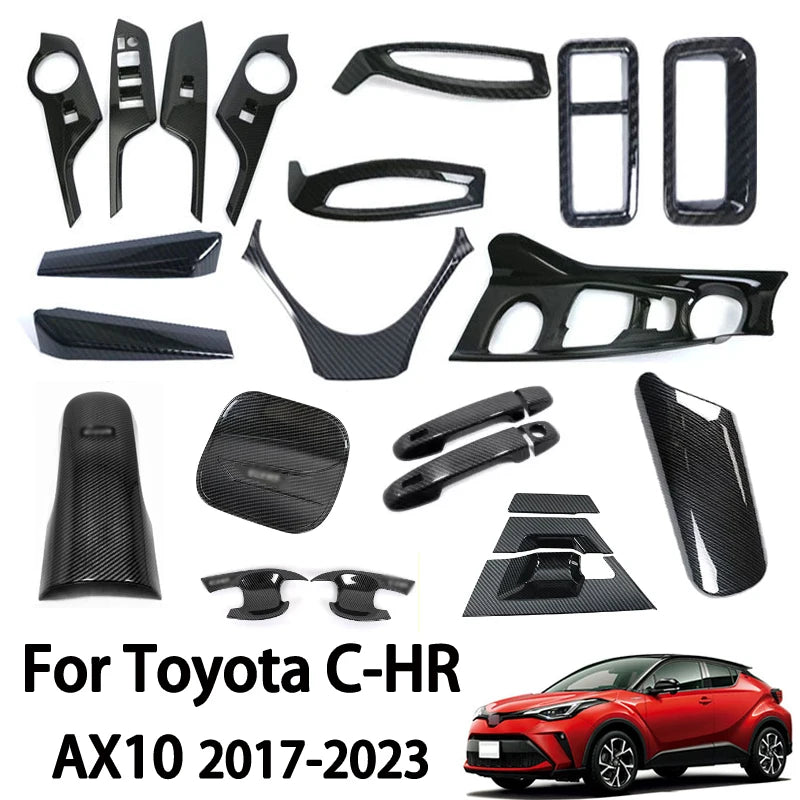 For Toyota C-HR AX10 CHR 2017-2023 Carbon Fiber Texture Window Switch Lift Panel Air Outlet Protective Cover Interior Accessorie