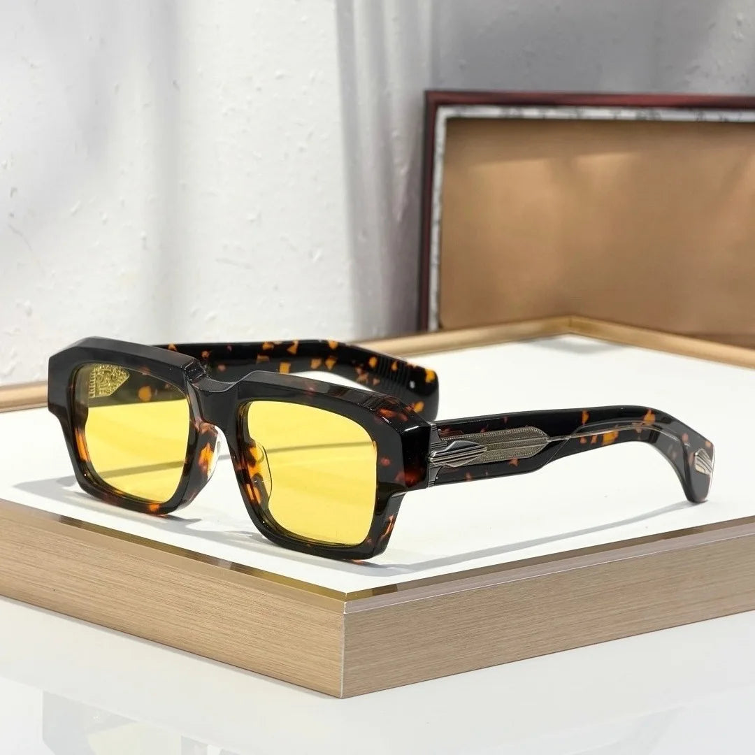 Handmade Acetate Square Sunglasses — Thick Frame, UV400
