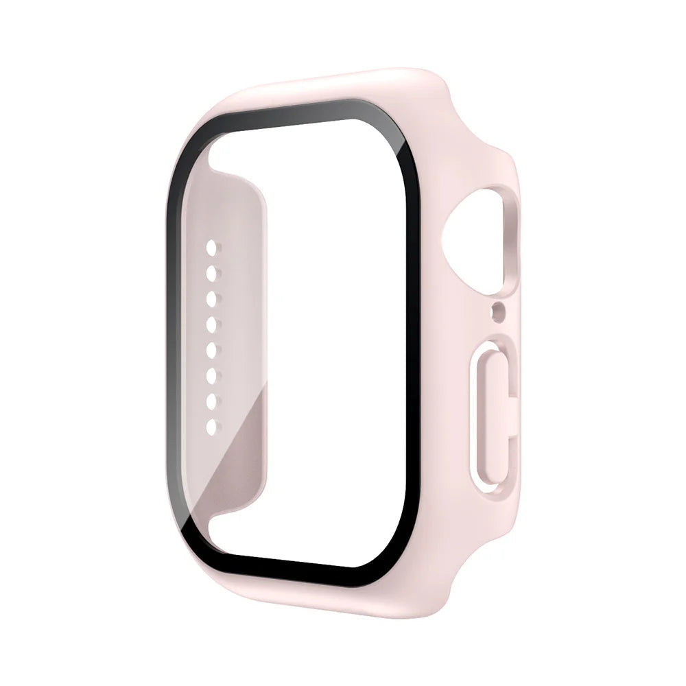 Apple Watch Tempered Glass Case + Screen Protector – Series 1–11, SE & Ultra 2 (38–46mm)