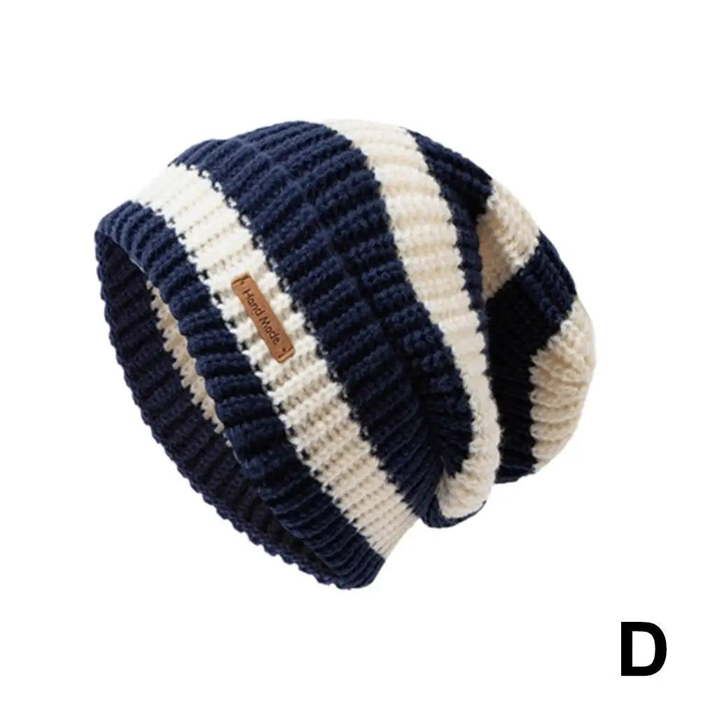 Women's Striped Baggy Beanie - Retro Knit Ear Covering Hat - photo 9