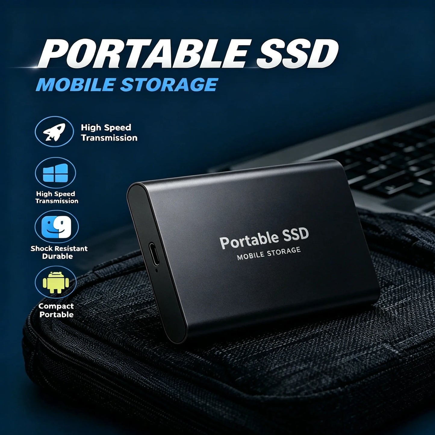 1TB Portable SSD — Slim High-Speed External Solid State Drive