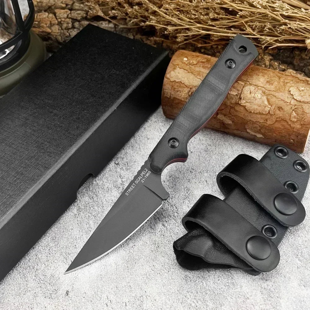 New Styles TOPS with Sheath Outdoor Straight Knife G10 Handle 8Cr13Mov Blade Camping Hunting Self-defense Multi-fuctional Tools