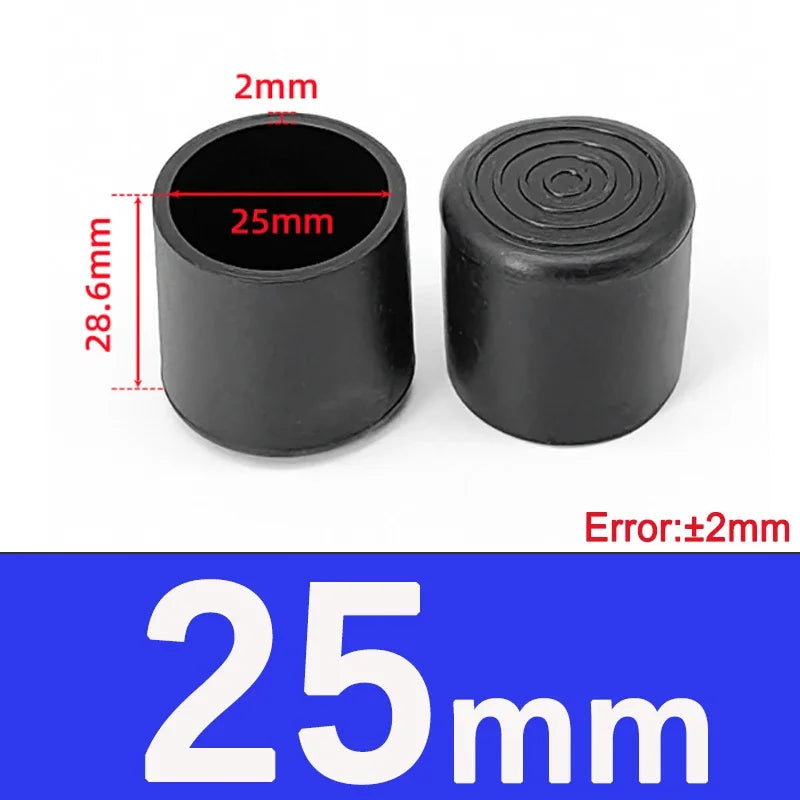 1-20Pcs Round Black PVC Soft Rubber Pipe Sleeve Tube Cap Table Chair Foot Pad Protective Cover 6 8 10 12 14 16 20 22 25 28-100mm