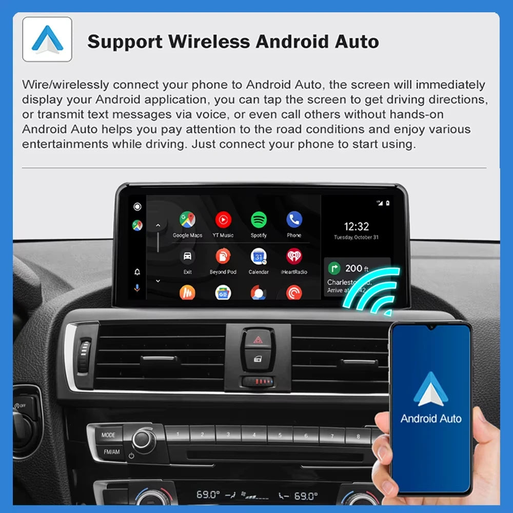 AUTOTOP 10.25”1920*720 Wireless Carplay Android Auto Car multimedia player for F20 F21 F22 F30 F31 F32 F33 F34 F36 NBT 2026-2026