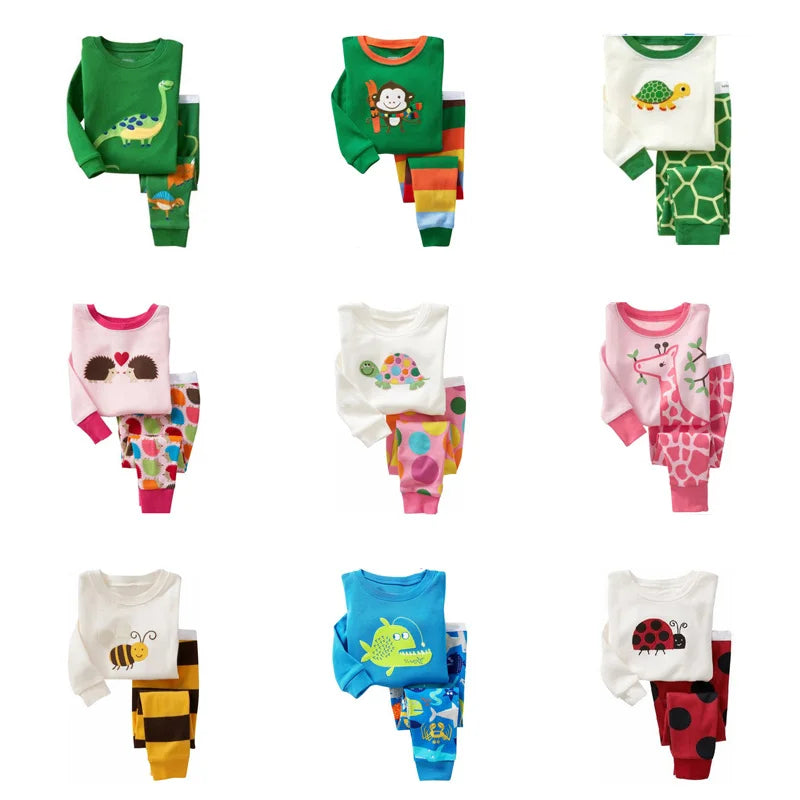 Kids Animal Embroidered Pajama Set - Soft Two-Piece Sleepwear