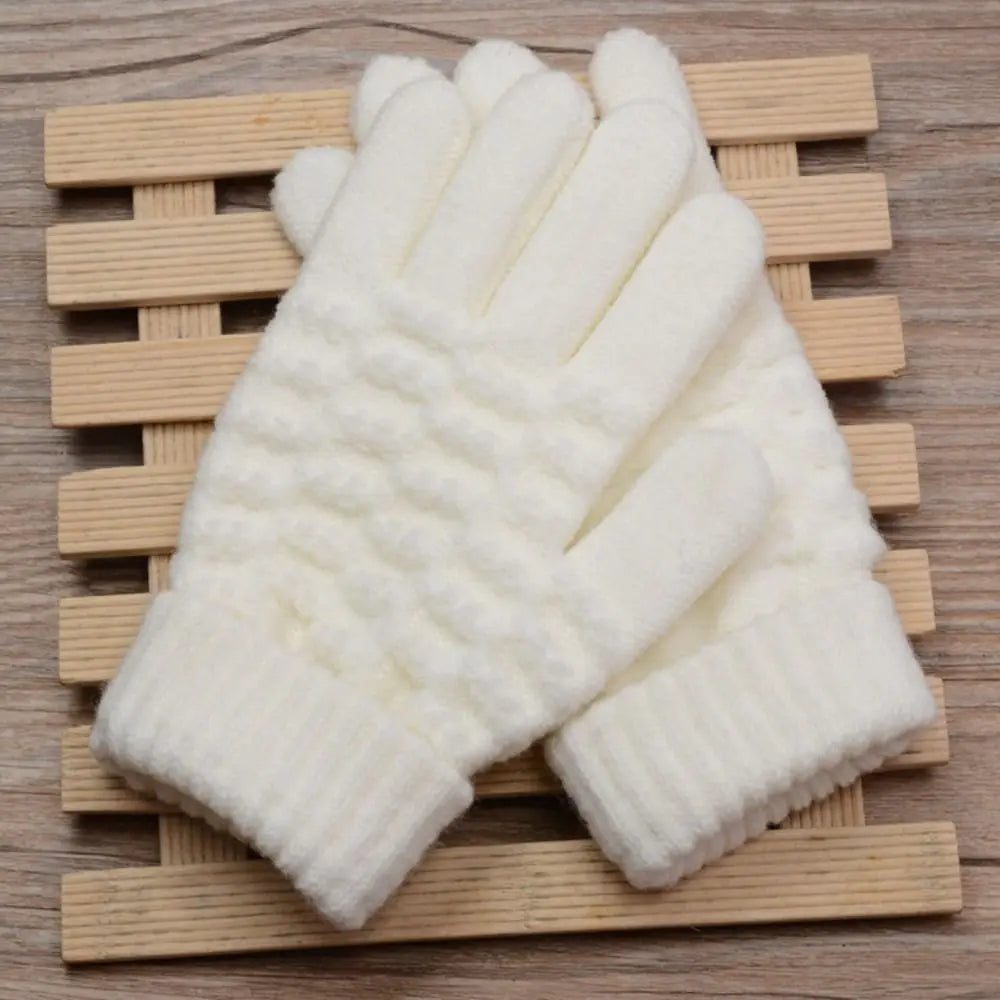 Kids Thick Knitted Winter Gloves - Full Finger Warm Mittens - photo 5