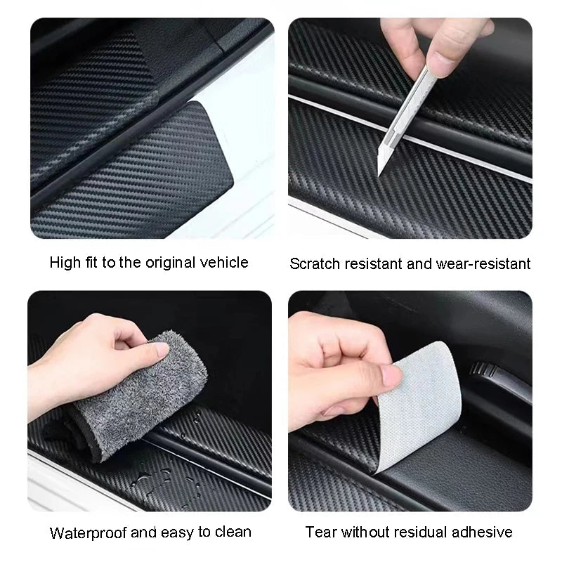 Carbon Fiber Car Door Sill Protector Sticker – Tesla Model 3, Y, S, X, Cybertruck & Roadster