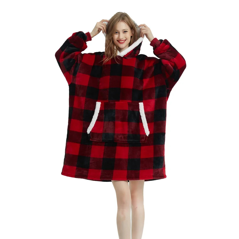 Oversized Wearable Blanket Hoodie - Fleece Pullover TV Blanket for Adults - photo 14