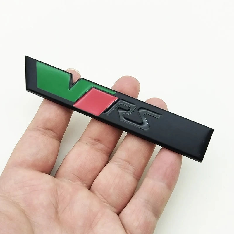 3d Metal RS Logo VRS Car Front Grill Emblem Rear Trunk Badge for Skoda VRS Octavia 1 2 3 Rapid Kodiaq Karoq Fabia Kamiq Superb