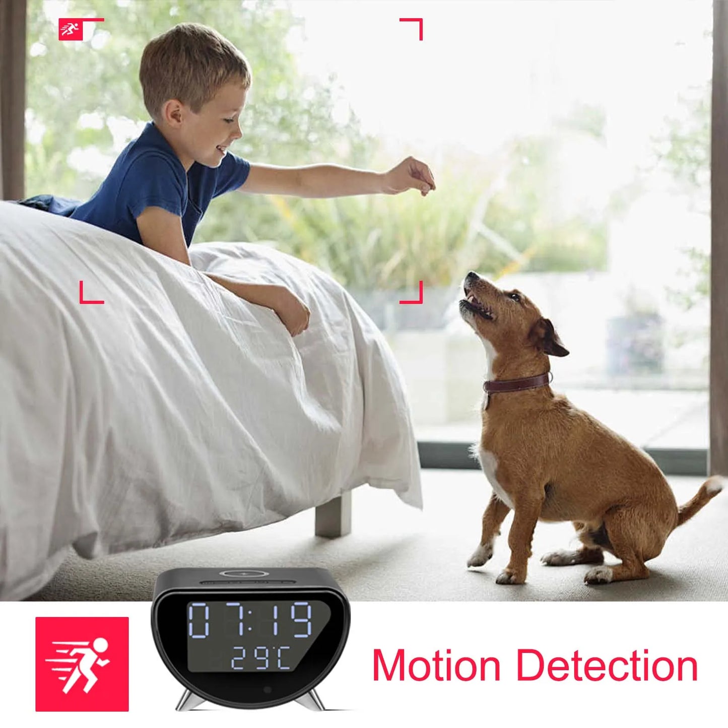 4K WiFi Clock Camera — Wireless Charging Home Security Monitor