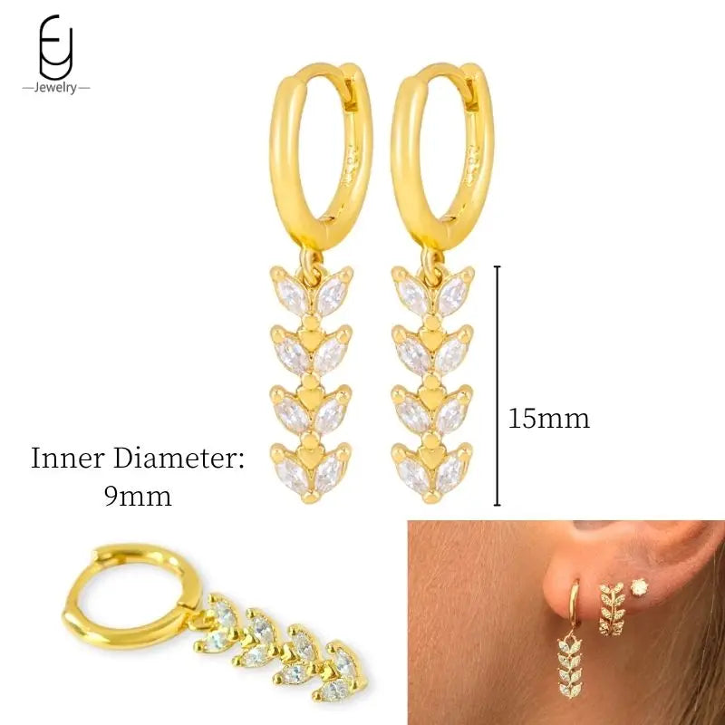 925 Sterling Silver Crystal Drop Earrings for Women - Heart & Flower Studs