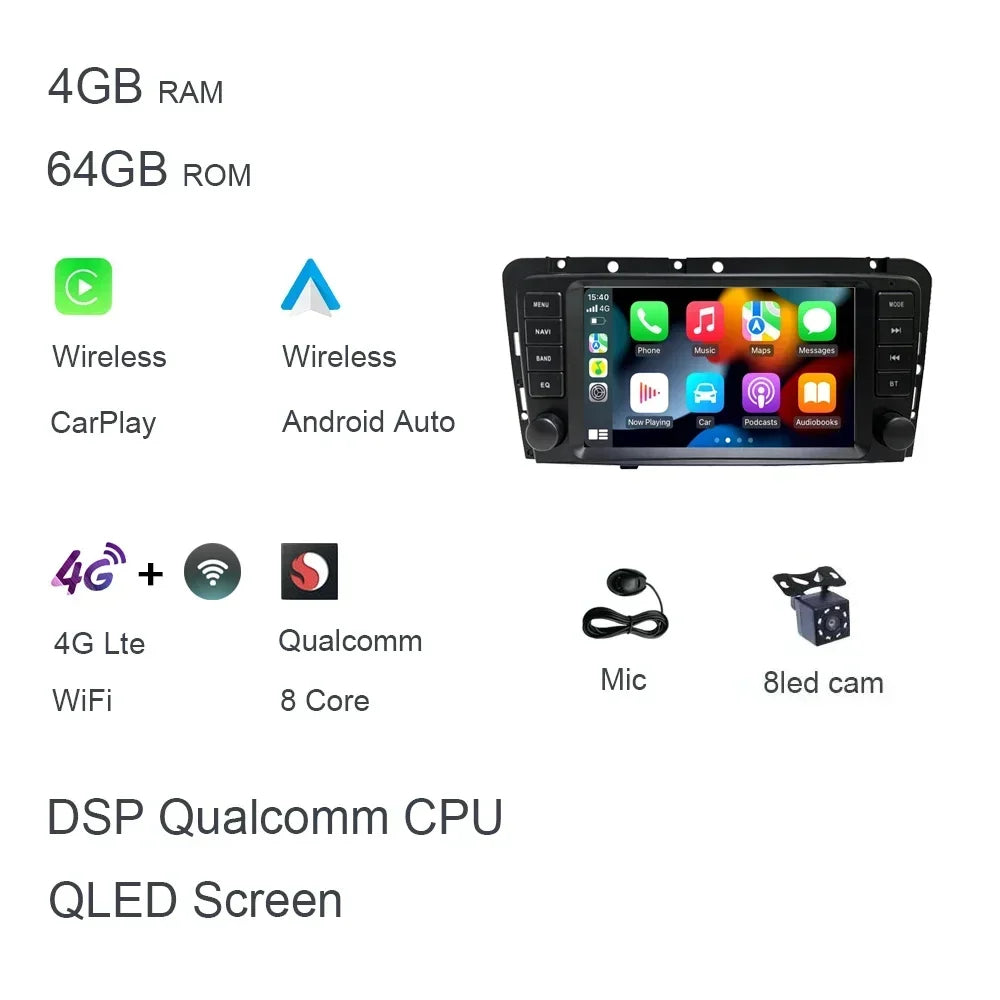 8" Car Stereo with Apple CarPlay & Android Auto, Compatible with Volvo XC70 V70 S60 S40 & V40