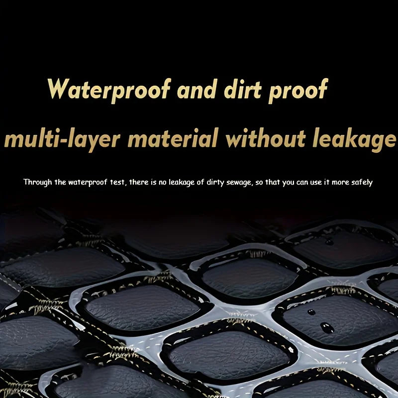 4-piece waterproof PU leather car floor mat - durable and fashionable, all-weather protection, easy to clean, enhances interior