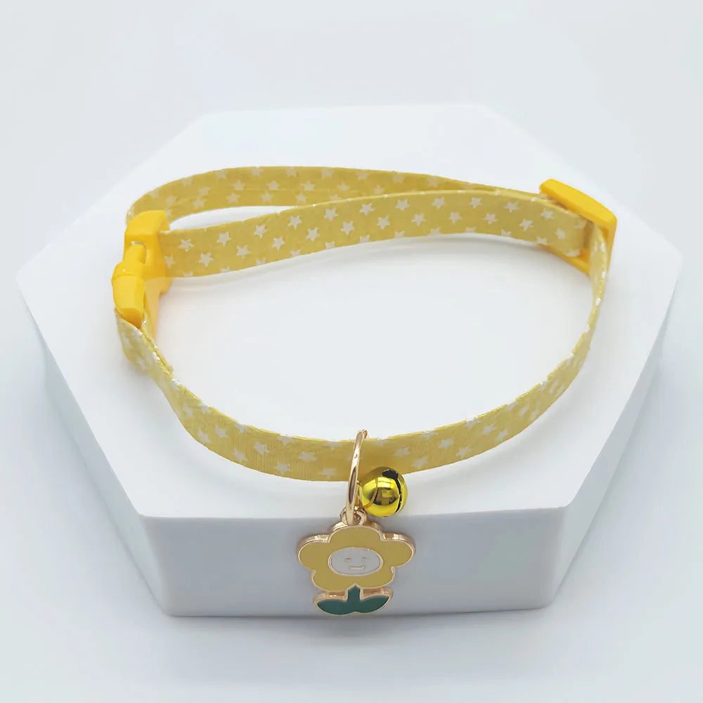New Adjustable Pet Collar With Bell Small Dog Necklace With Cute Pendant Cat Grooming Neck Accessories Puppy Supplies
