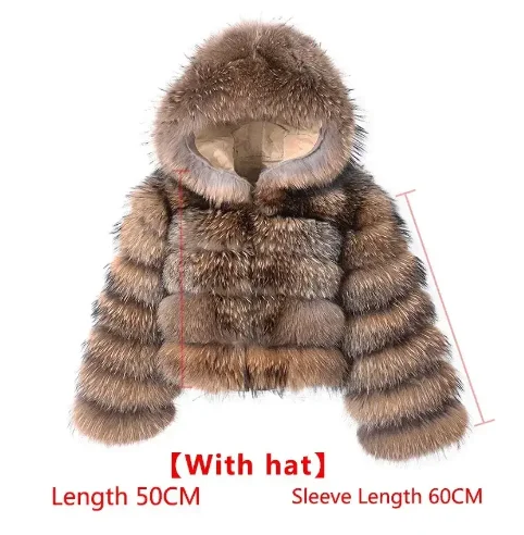 Women's Fox Fur Coat with Detachable Sleeves