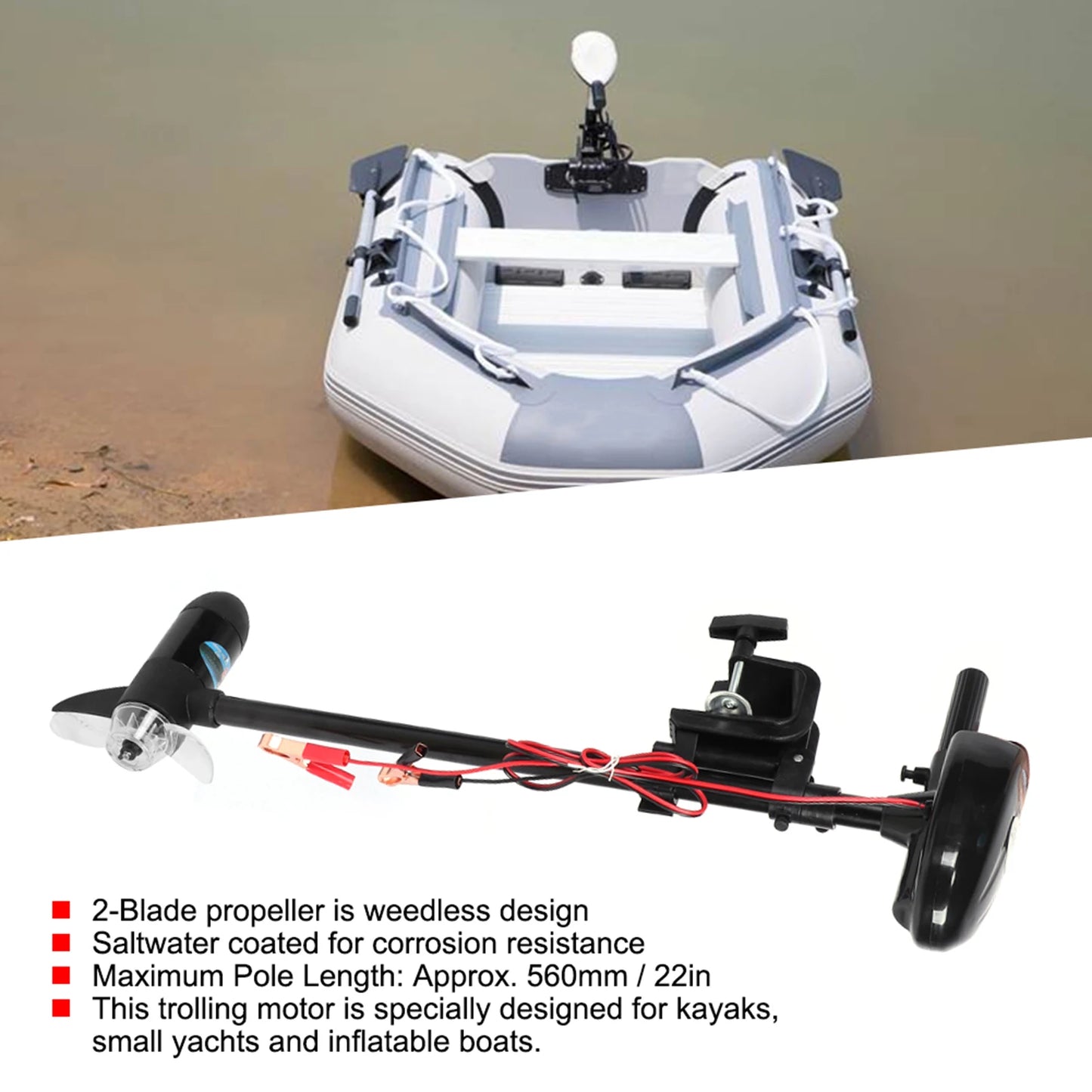 12V 18lbs Brushed Multi‑Gear Electric Mount Trolling Motor with Propeller for Inflatable Boat Boat Engine Mount Trolling Motor